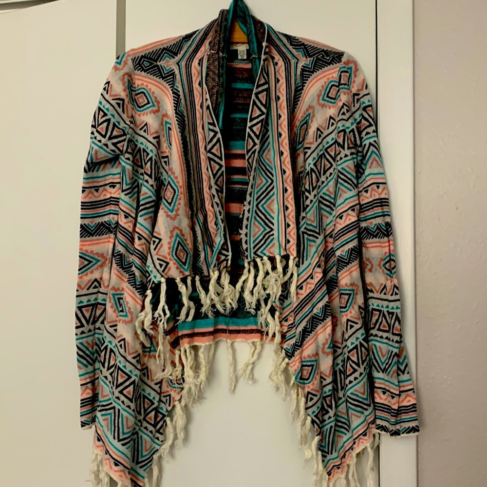 Billabong Women’s Tribal Fringe Long sleeve Sweater